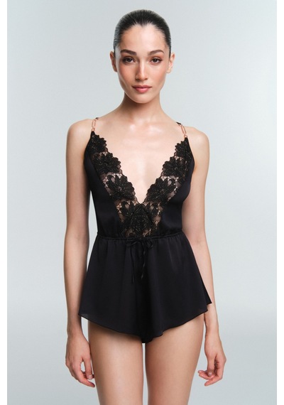 Penti Siyah Obsidia Dantelli Body