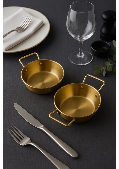 Morponi 2'li Gold Çelik Sunumluk 10 Cm & 12 Cm Altın