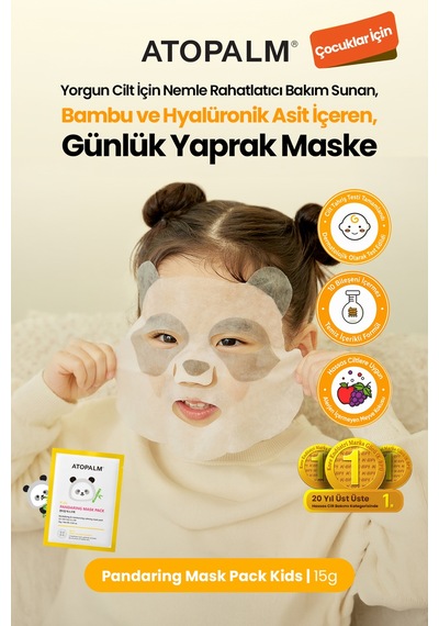 Çocuklara Özel, Nemlendirerek Rahatlatan Yaprak Maske Atopalm Pandaring Mask Pack Kids