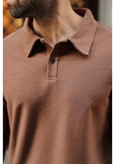 Madmext Vizon Gömlek Yaka Dokulu Regular Fit Erkek Sweatshirt E7203