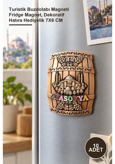 10 Adet Yöresel Ayasofya Magnet Turistik Buzdolabı Magneti Fridge Magnet, Dekoratif Hatıra Hediyelik 7x6 Cm