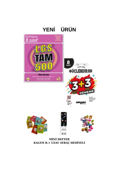 Tonguç 8. Sınıf Tam 500 Tüm Dersler Sb.+ Ankara 3+3 Deneme 2 Kitap Uzay A+ Mini D.+kalem B.