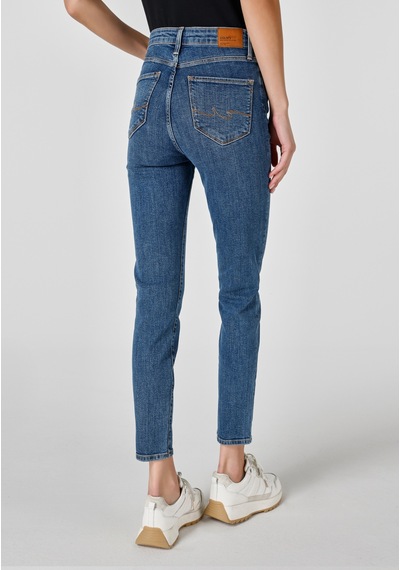 Colins 703 Carla Orta Bel Dar Kesim Düz Paça Kadın Mavi Jean Pantolon Cl1054495 Denim