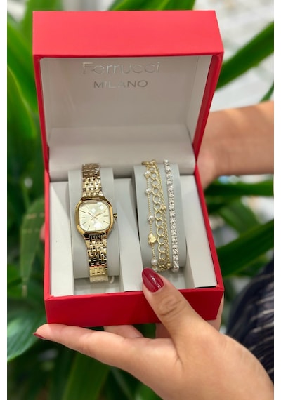 Çelik Kordon Su Geçirmez Garantili Kadın Kol Saati Gold 60762692