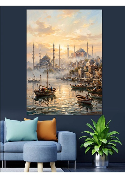 Sisli İstanbul Boğazı Manzarası Dekoratif Kanvas - Mdf Ahşap Tablo