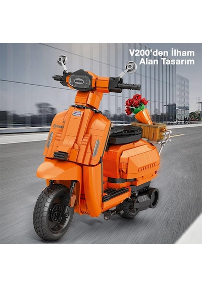 Reobrix Creator 11036 Retro Scooter Lambretta V200 Special Turuncu Yaratıcı Yapı Blok Seti Building Blocks - 1169 Parça
