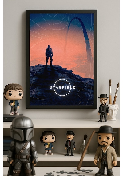 Starfield Siyah Ahşap Çerçeveli Poster, Dekoratif Oyun Duvar Tablosu
