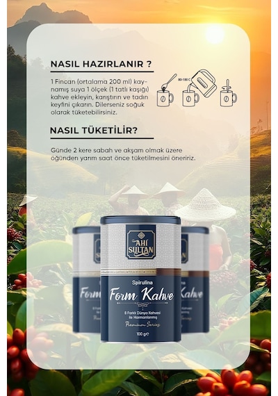 Ahi Sultan 8 Farklı Kahve ve Spirulina İçerikli  Form Kahvesi 100 G