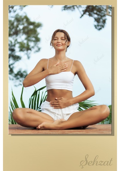 Dikey Kanvas Duvar Tablosu Tekli Ofis Meditasyon Nefes Çalışması Egzersizi Yoga Çok Renkli