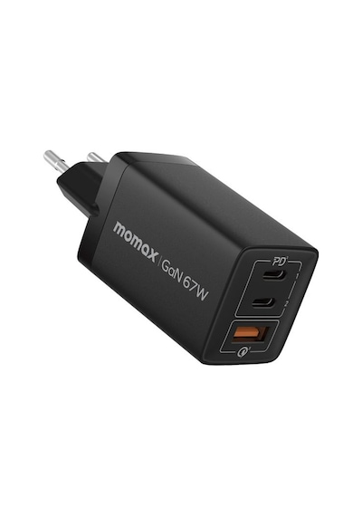 Momax UM30EUD ONEPLUG 67 W 3 Port GaN Şarj Cihazı Siyah