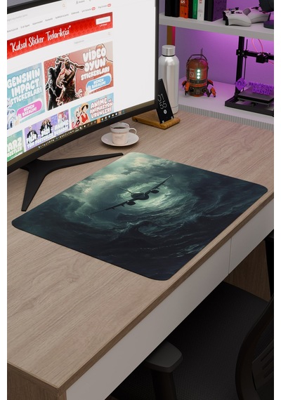 Airplane Uçak Kaymaz Dikişli Kauçuk Oyuncu Mousepad V2 - 48x40 Xl Gaming Mouse Pad Fare Altlığı