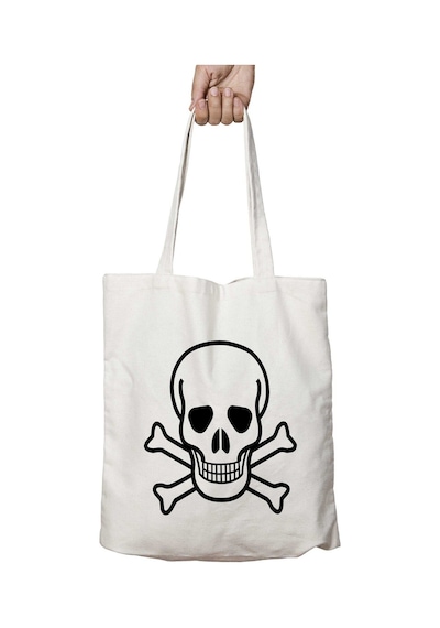 Art Hediye Skull-high-quality-png İki Tarafı Kalıcı Baskılı Yıkanabilir Çanta Çok Renkli