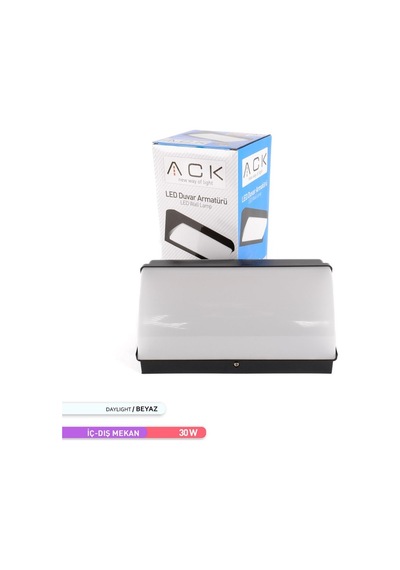 ACK 30W LED Duvar Armatürü 6500K Beyaz Işık Dekoratif Dış Mekan B Beyaz