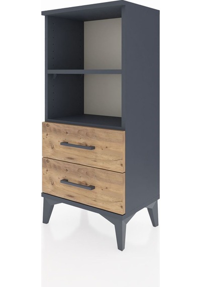 Arges Komodin 2 Raflı 2 Çekmeceli 44x30x96 Antrasit-çam Antrasit