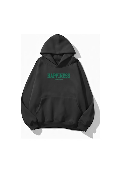 Uyguntarz Unisex Yumuşak Dokulu For You, My Muse Baskılı Tasarım Oversize 3 İplik Hoodie Sweatshirt Gri