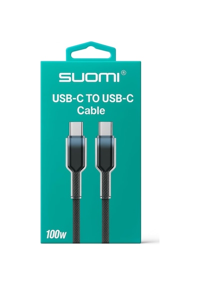 Suomı Usb-c To Usb-c Hızlı Şarj Kablosu, 100w, Örgülü Tasarım, 1m, Siyah Belirtilmemiş