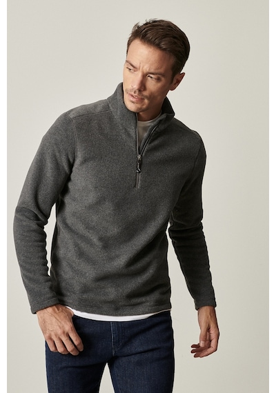 AC&Co / Altınyıldız Classics Anti-Pilling Tüylenme Yapmayan Bato Yaka Erkek Polar Sweatshirt Antrasit Melanj AC&Co / Altınyıldız Classics Anti-Pilling Tüylenme Yapmayan Bato Yaka Erkek Polar Sweatshirt Antrasit Melanj
