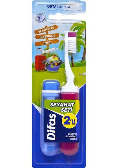 4 Adet Difaş Diş Fırçası 2'li Seyahat Seti
