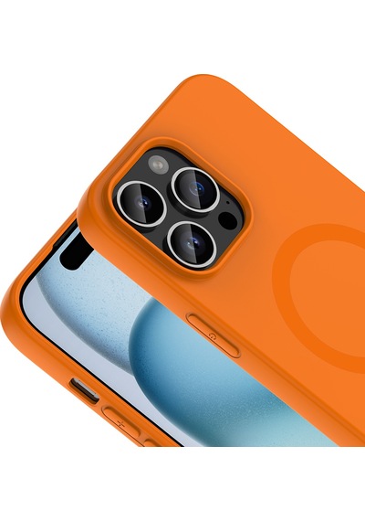 iPhone Uyumlu 14 Pro Max Kılıf M-safe Şarj Özellikli Mbfx Aris Silikon Kapak - Turuncu