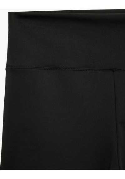 Koton Yüksek Bel Slim Fit İnterlok Biker Spor Tayt Siyah 6sak40459nk