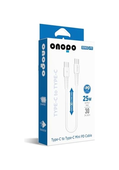 Onopo P2 Type-c To Type-c Mini Pd 25w Hızlı Şarj Ve Data Kablosu 30cm Android Uyumlu 480mbps Veri Aktarımı