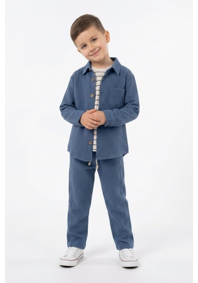 Mevsimlik Casual 3lü Takım İndigo