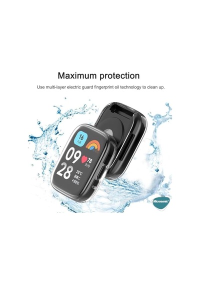 Xiaomi Redmi Watch 5 Lite Kılıf 360 Full Round Soft Silicone Siyah Redmi Watch 5 Lite İle Uyumlu Kılıf - Siyah