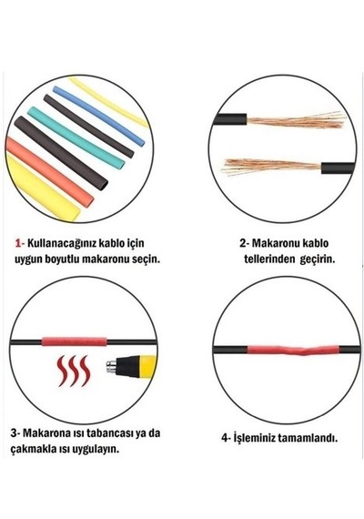 164 Parça Set Isıyla Daralan Makaron Kablo Koruyucu Kılıf Çok Renkli