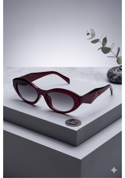Katte Çerçeveli Cateye Güneş Gözlüğü Modern Zarif Model Unisex Gözlük Bordo