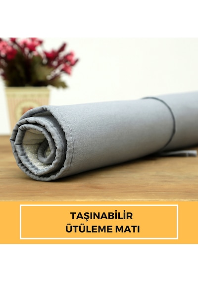 Beylini Ütüleme Matı Masası Kılıfı Örtüsü Bezi, Keçeli,Süngerli 53x71 cm Gri