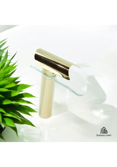 İsaoğlu Yapı Gold Çanak Bataryası Glass Design Çanak Armatür Yüksel Model Gold Batarya Gold