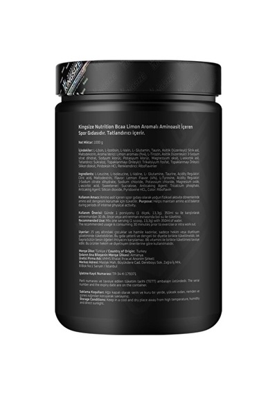 Kingsize Nutrition Bcaa Complex Powder 1000 Gr - Kola