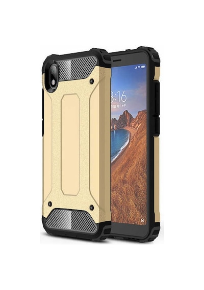 Kilifone - Xiaomi Uyumlu Redmi 7a - Kılıf Çift Katman Zırh Tank Crash Military Kapak - Gold