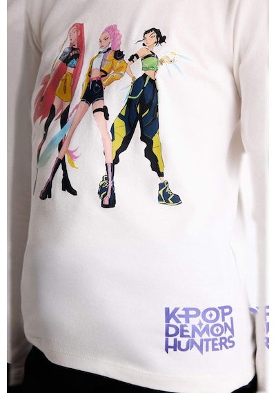 Defacto K-pop Demon Hunters Slım Fıt Tişört Kız Çocuk H3838a826sper105 Ekru-er105