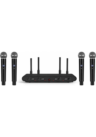 Ten, 4 Adet El Uhf Kablosuz Mikrofon Seti, Karaoke , Sahne Organizasyon Mikrofonu