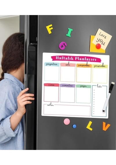 2 Adet Haftalık Menü Planlayıcı Magnet Mıknatıslı Yazı Tahtası Pa