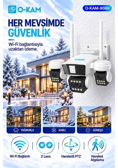 O-kam Ok-8080 6mp Çift Lensli Wi-fi Güvenlik Kamerası