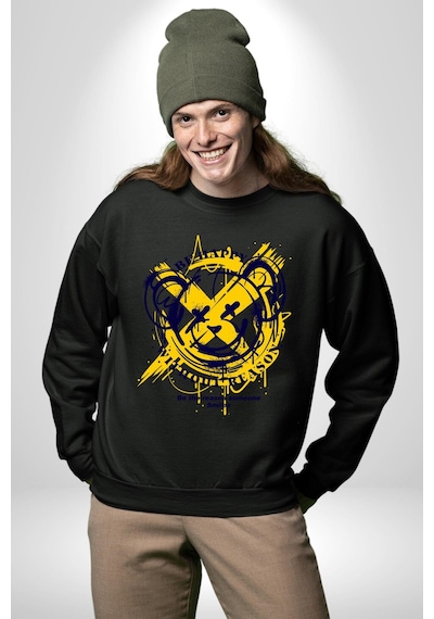 Sebep Olmadan Mutlu Ol Unisex Siyah Sweatshirt Siyah