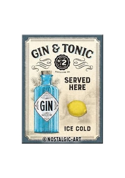 Nostalgic-art Retro Buzdolabı Mıknatısı, Cin &amp Tonik Served Here Kokteyl Hayranları İçin Hediye Fikri, Met Diğer