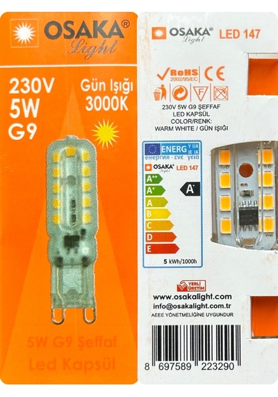 4 Adet Osaka 5w 3000k Sarı Işık G9 Duylu Led Kapsül Ampul