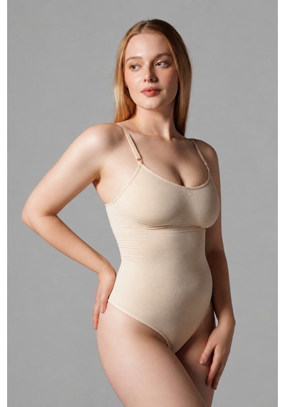 Fit Women Çıtçıtlı String Body Korse 9052 Bej