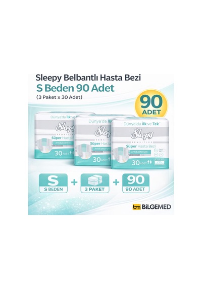 Sleepy Belbantlı Hasta Bezi S Beden 90 Adet 3 Paket X 30 Yüksek Emici
