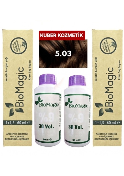 Biomagic 6.03 Kahve Köpüğü Organik İçerikli Amonyaksız Kalıcı Kokusuz Saç Boyası 2boya+ 2oksidan