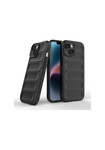 Vendas Apple iPhone Uyumlu  15 Kılıf Esnek Tpu Oyuklu Arka Yüzey Zore Etnik Silikon Kapak + Hayalet Ekran Koruyucu Siyah