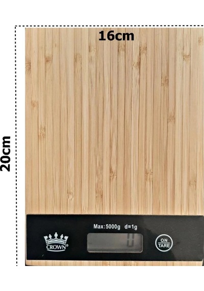 Dijital Lcd Mutfak Tartısı Terazisi 5kg Bambu Desenli Beyaz