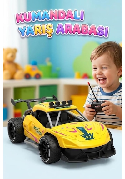 Super Speed Racing 1:20 Ölçekli Şarjlı Uzaktan Kumandalı Araba - 4 Kanallı Yarış Arabası Sarı