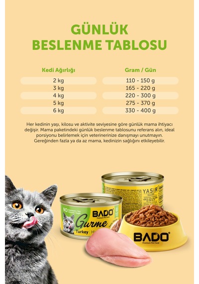 Bado Gurme Yaş Yetişkin Kedi Maması Hindi Etli 85 Gr