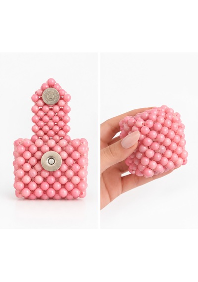 Lady Miossa Boncuklu Airpods Kılıfı Açık Pembe