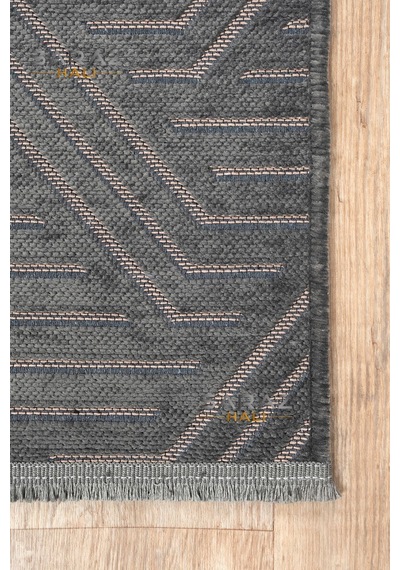 Ada Kilim Modern Salon Mutfak Koridor Kesme Yolluk Dokuma Makine Halısı Zigzag Krem Antrasit