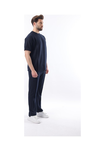 Madmext Lacivert Önü Pileli Overfit Erkek Takım E7304 Lacivert